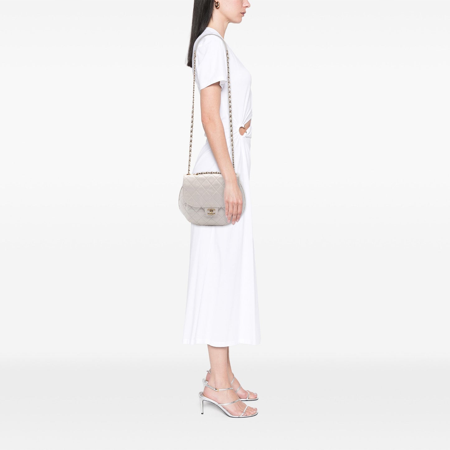 Chanel Medium Quilted Aged Calfskin Bubble CC Flap