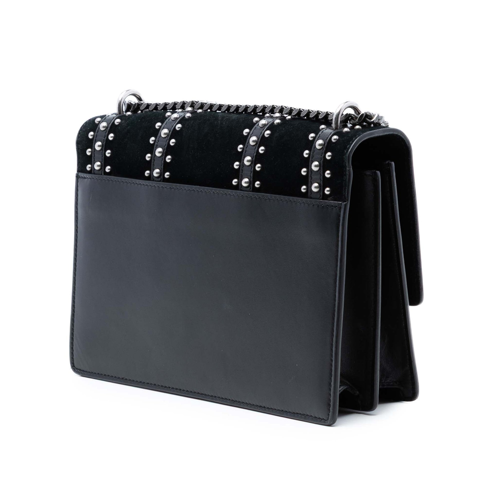 Saint Laurent Medium Studded Suede and Calfskin Monogram Sunset Crossbody