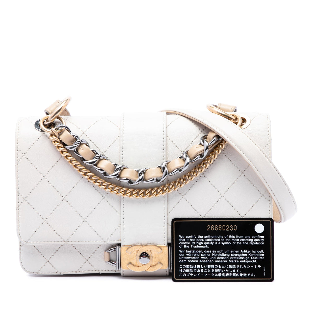 Chanel CC Stitched Calfskin Chain Flap