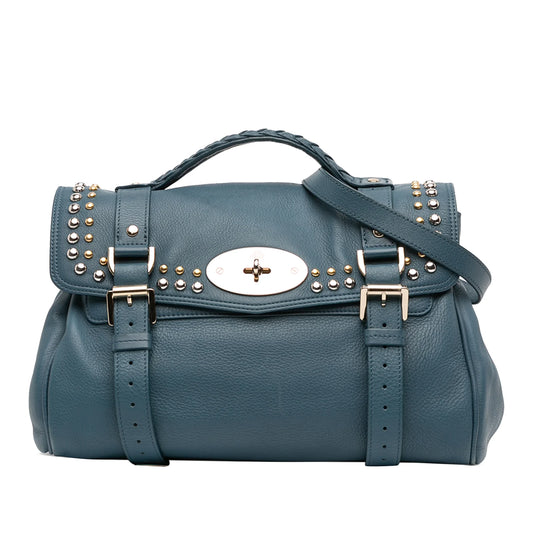 Grained Calfskin Studded Alexa Satchel