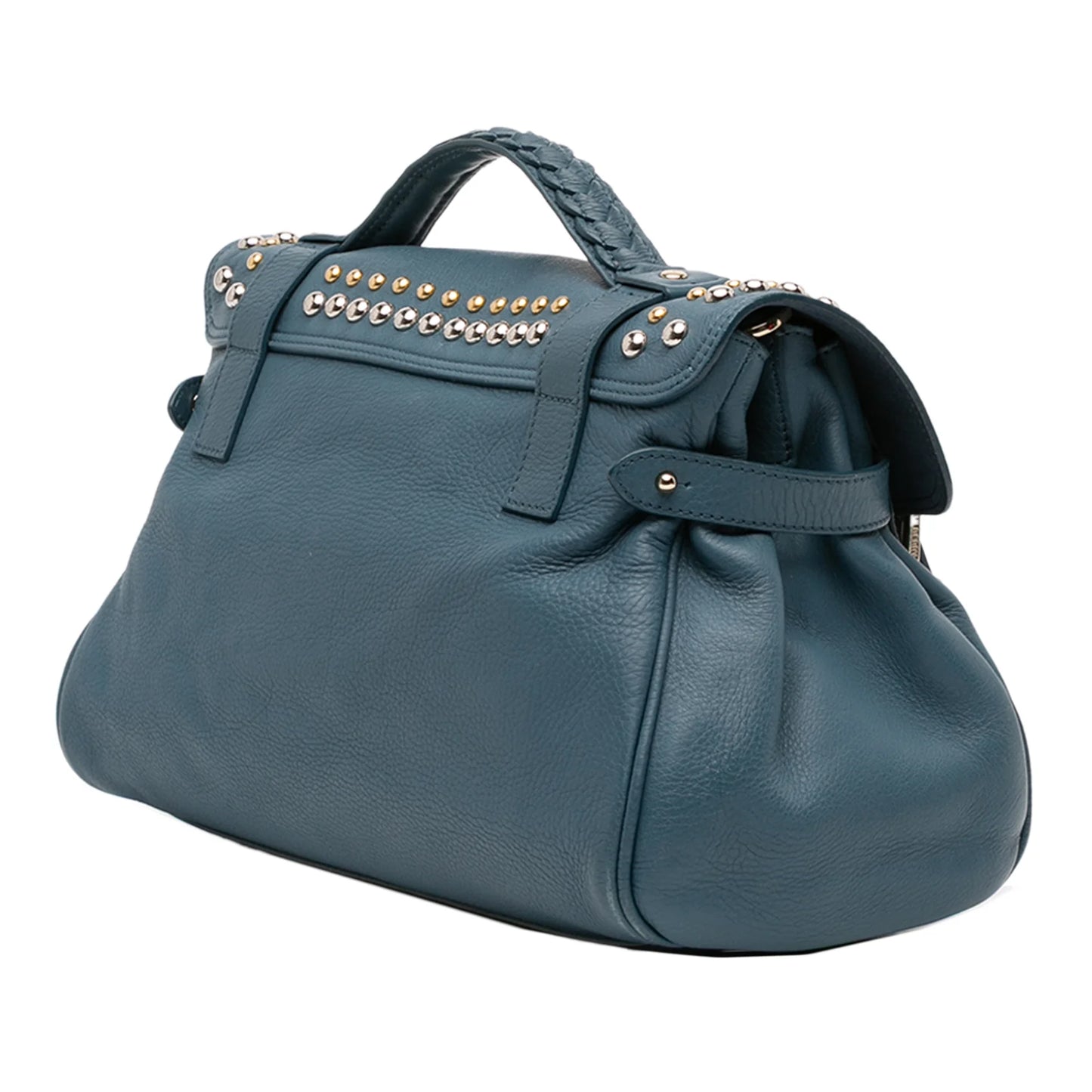 Grained Calfskin Studded Alexa Satchel