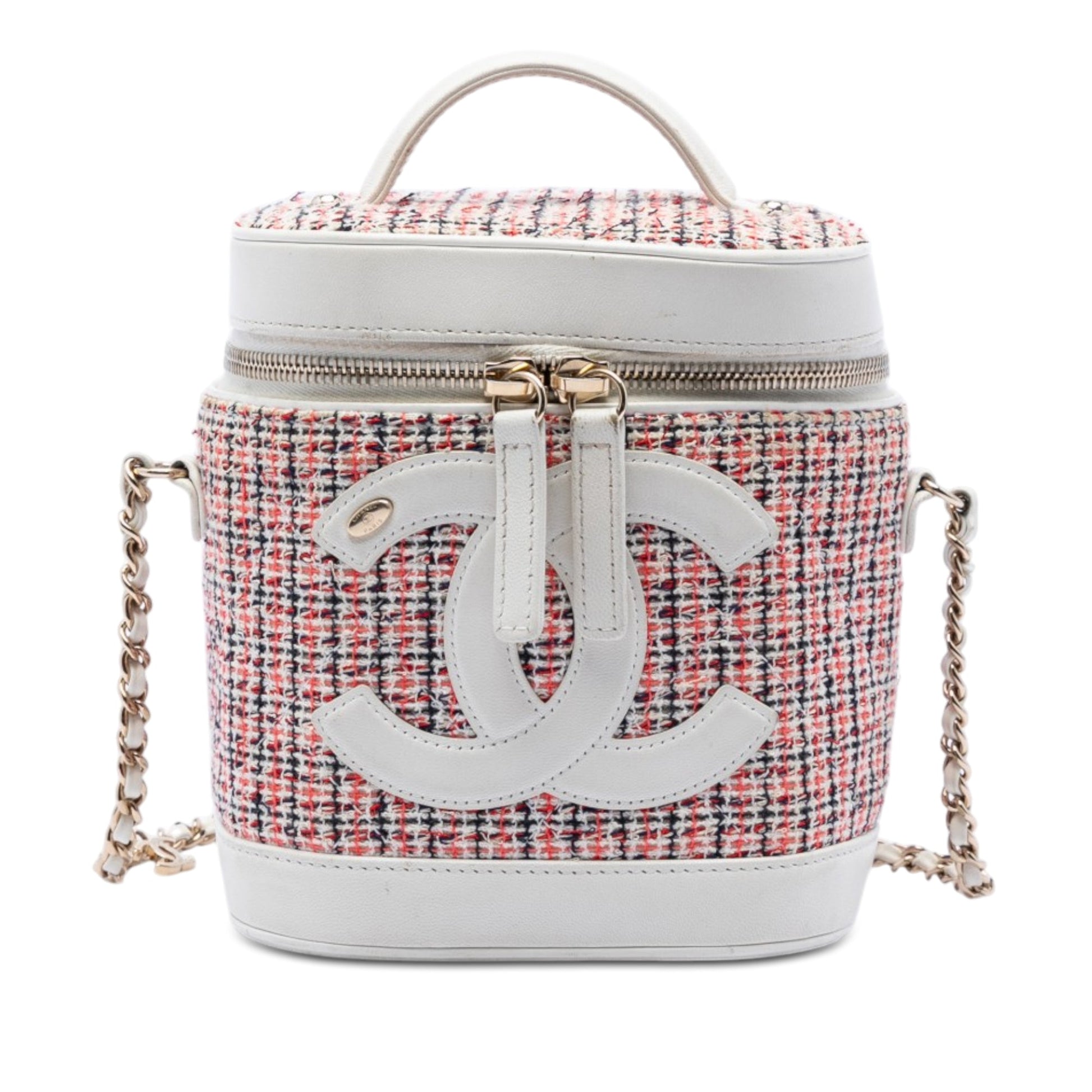 Chanel Tweed and Lambskin Vanity Cosmetic Case