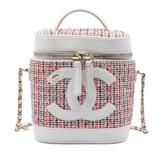 Chanel Tweed and Lambskin Vanity Cosmetic Case