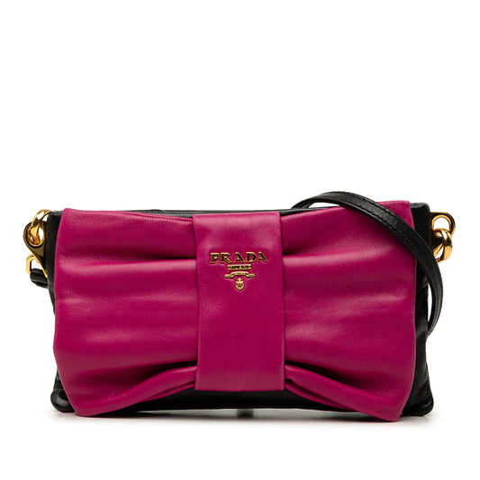 Prada Bicolor Nappa Fiocco Bow Clutch on Strap