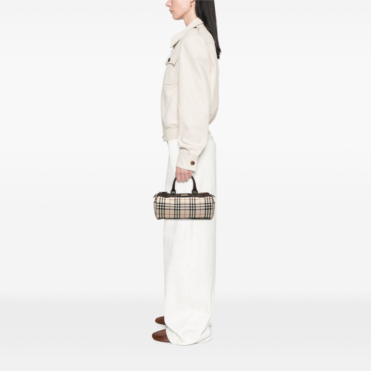 Burberry House Check Canvas Barrel Handbag