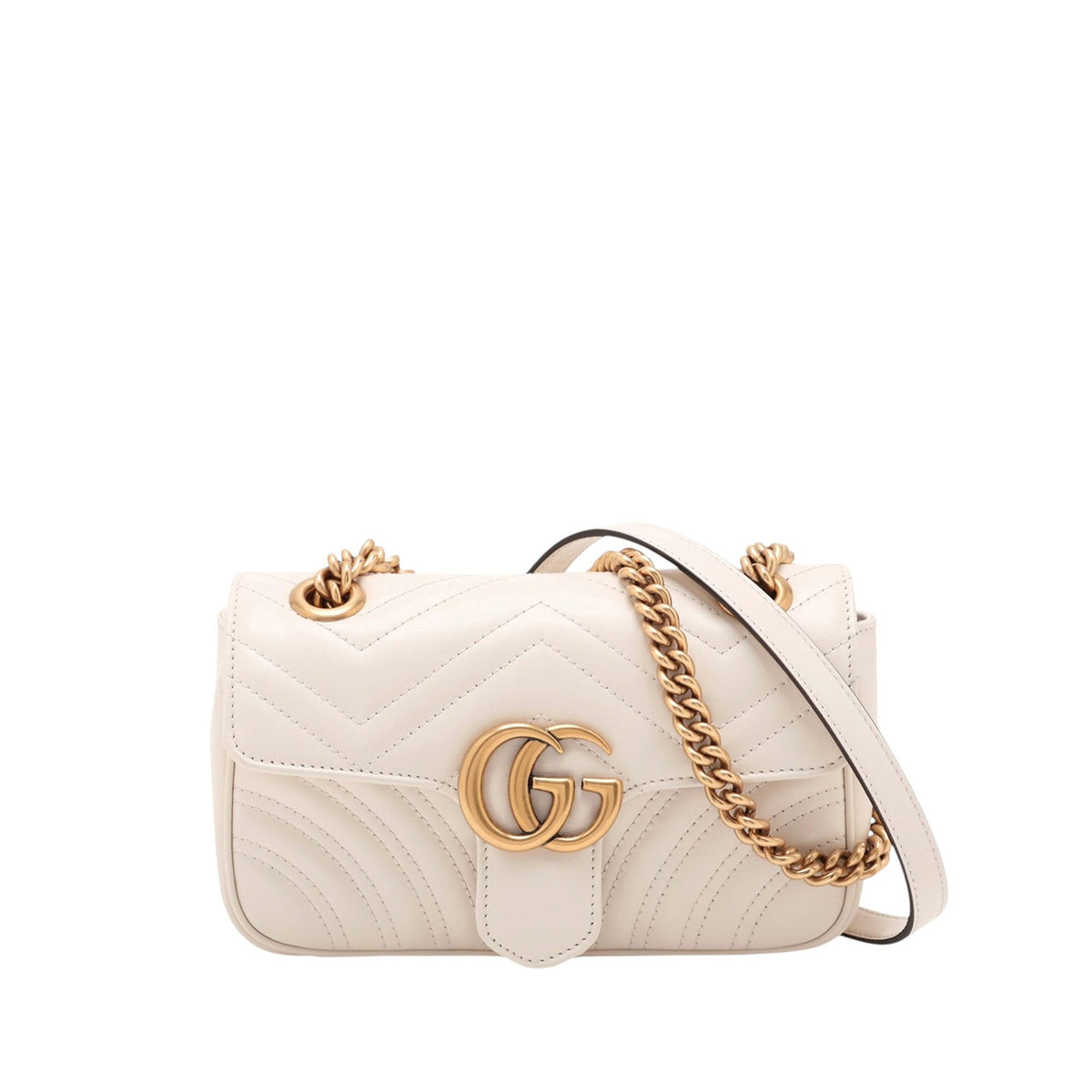 Gucci Small GG Marmont Matelasse Calfskin Shoulder Bag — White