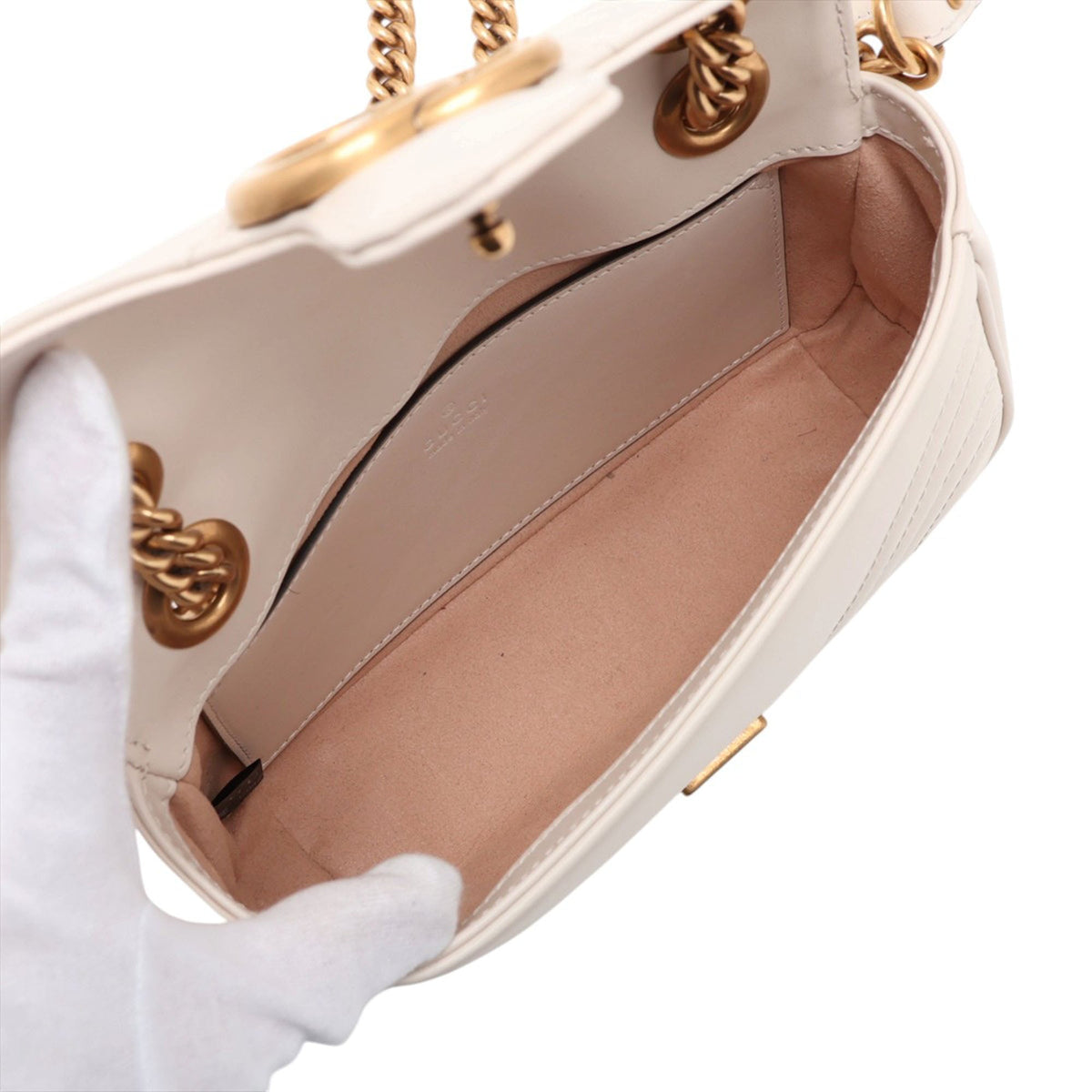 Gucci Small GG Marmont Matelasse Calfskin Shoulder Bag — White