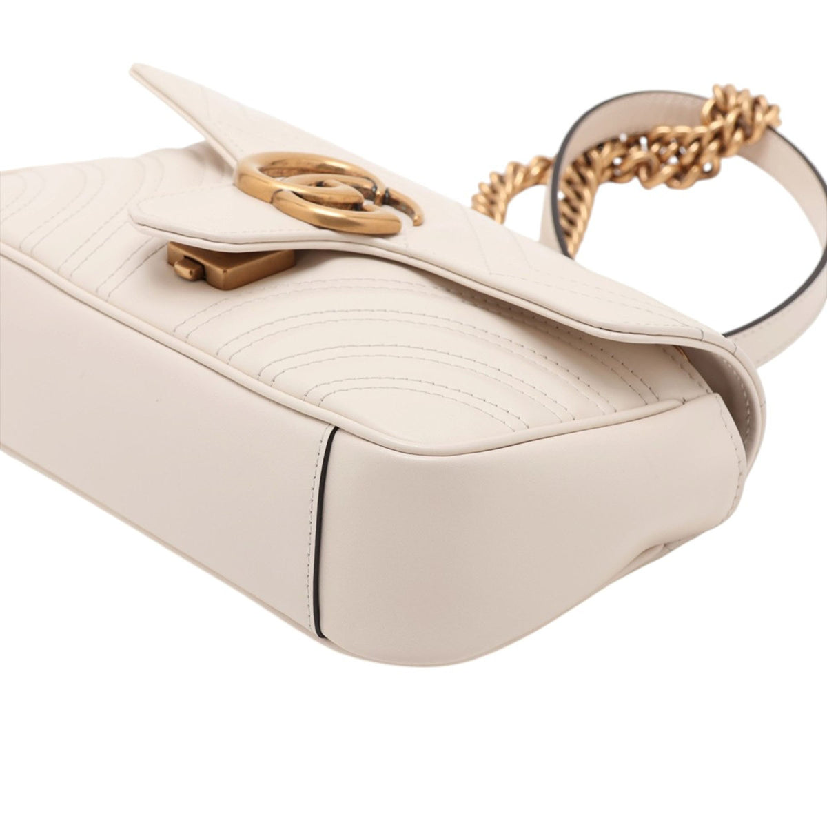 Gucci Small GG Marmont Matelasse Calfskin Shoulder Bag — White