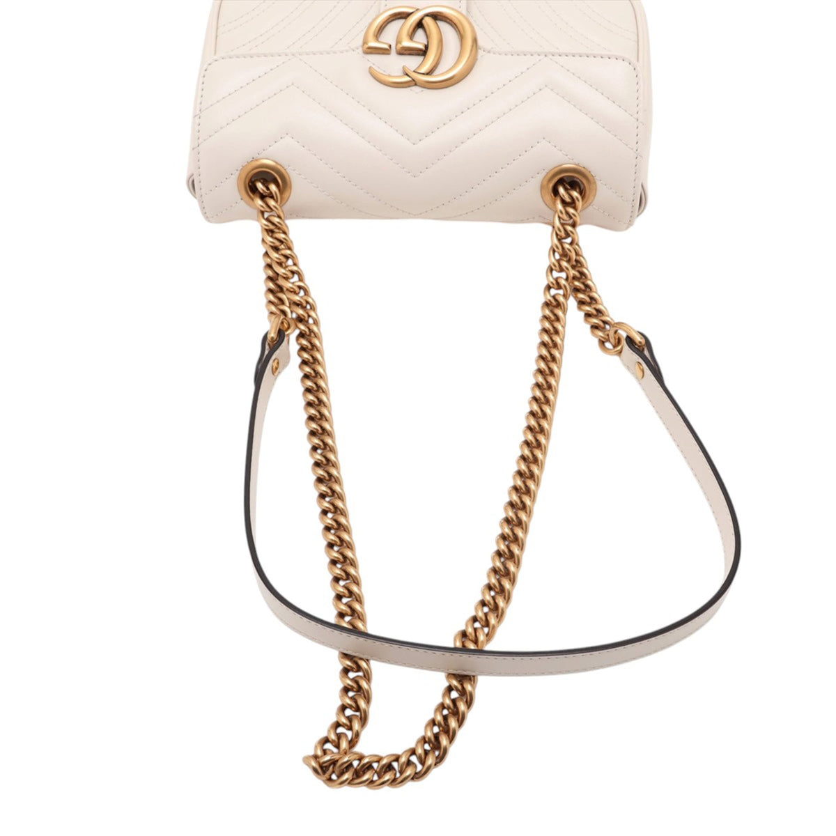 Gucci Small GG Marmont Matelasse Calfskin Shoulder Bag — White