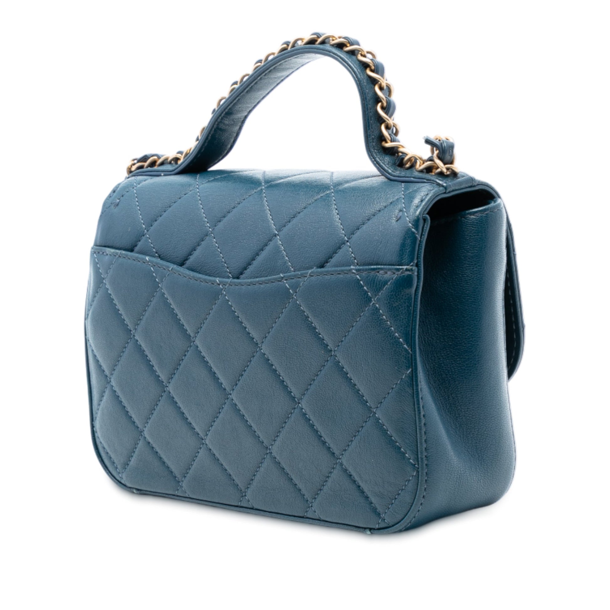 Chanel Small Quilted Calfskin Chain Infinity Top Handle Flap