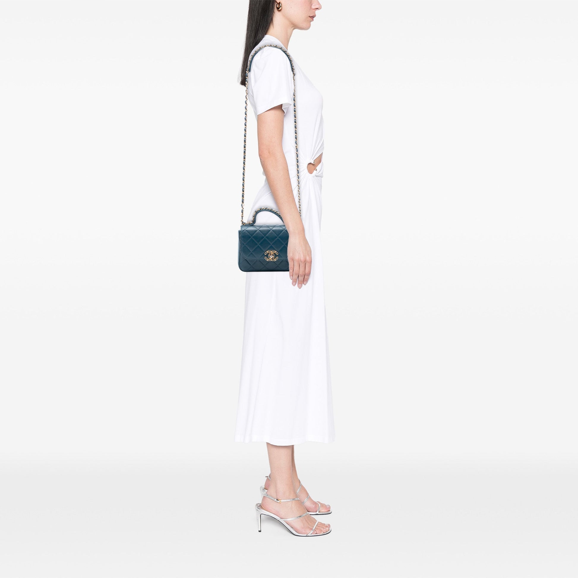 Chanel Small Quilted Calfskin Chain Infinity Top Handle Flap