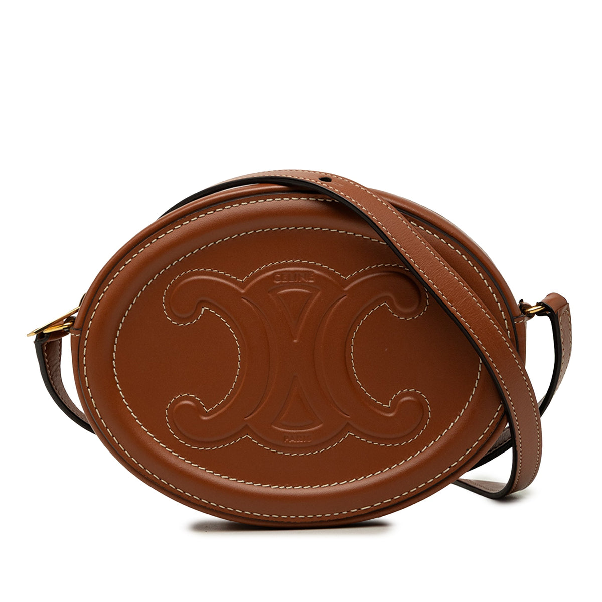 Celine Small Calfskin Cuir Triomphe Oval Crossbody