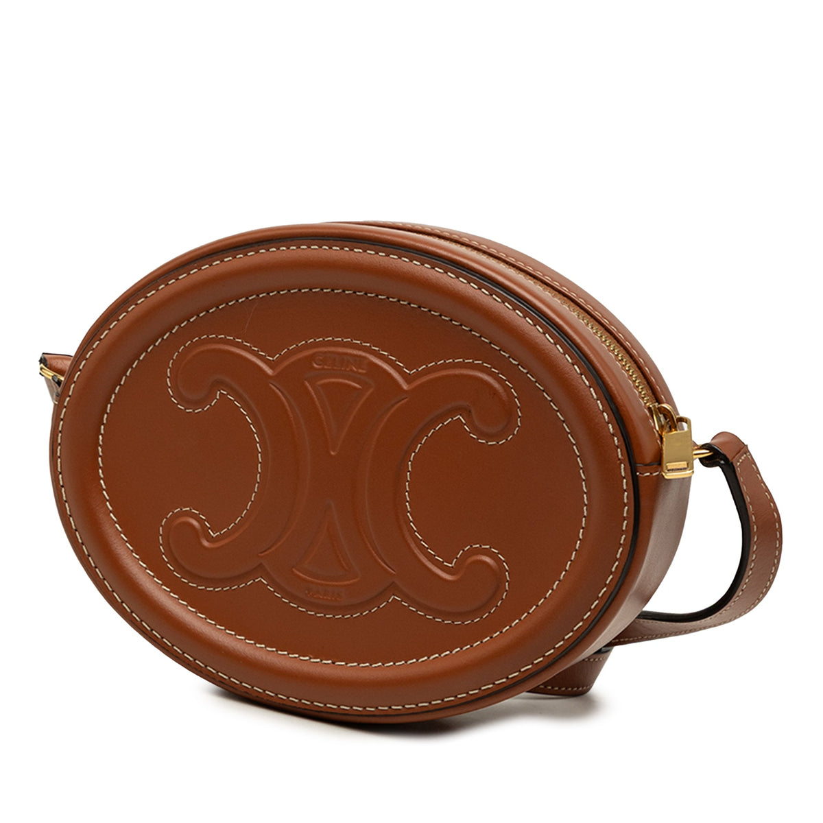 Celine Small Calfskin Cuir Triomphe Oval Crossbody