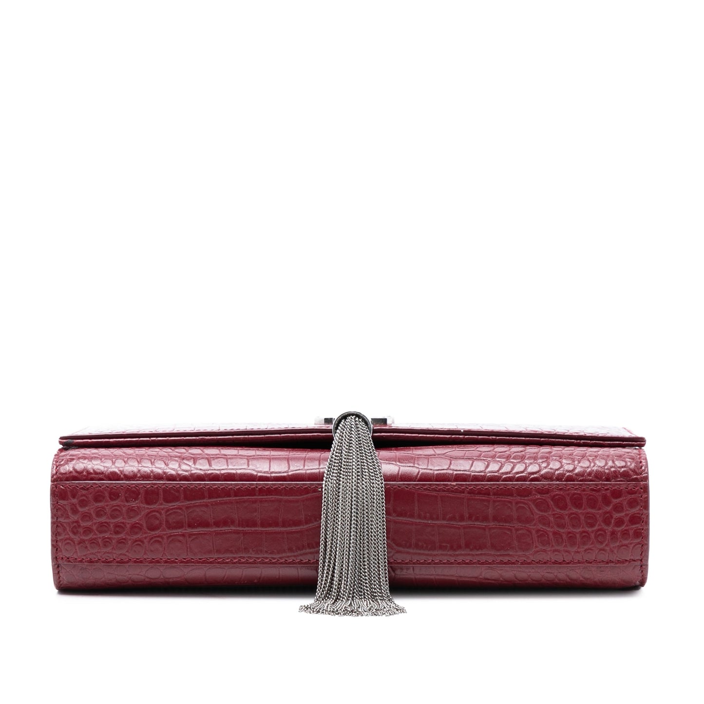Medium Croc Embossed Leather Monogram Kate Tassel Crossbody