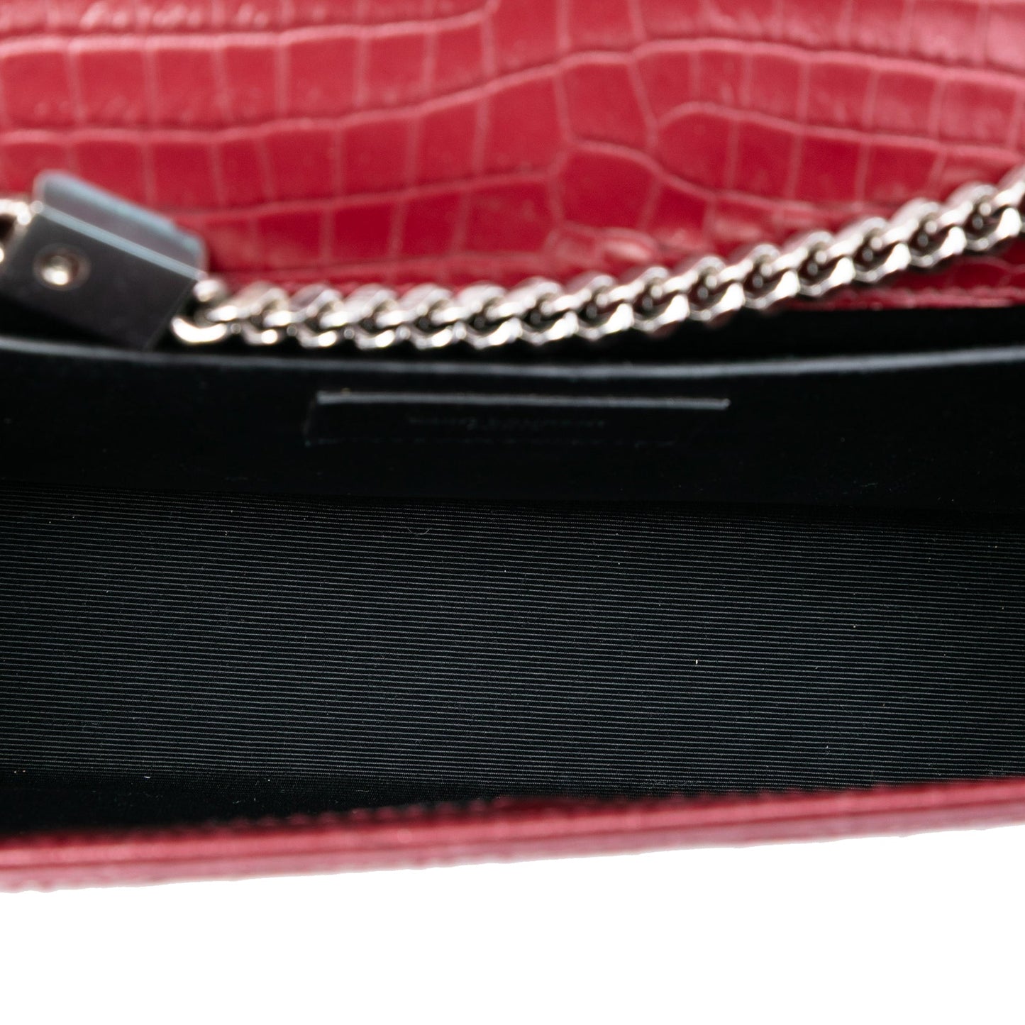Medium Croc Embossed Leather Monogram Kate Tassel Crossbody