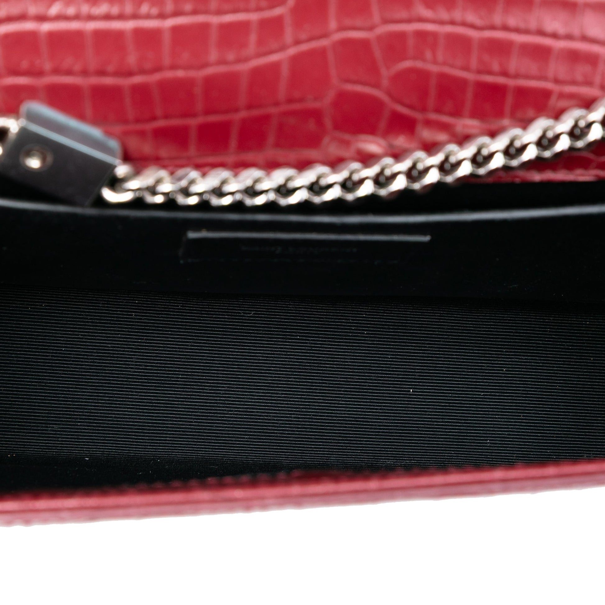 Medium Croc Embossed Leather Monogram Kate Tassel Crossbody