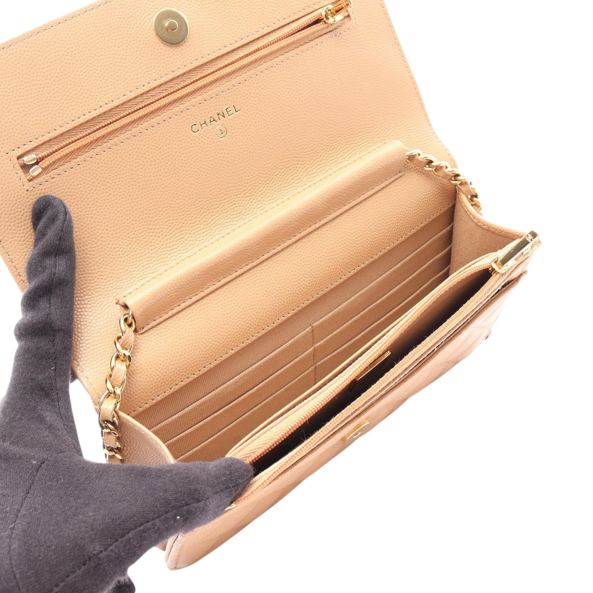 Chanel CC Quilted Caviar Wallet on Chain