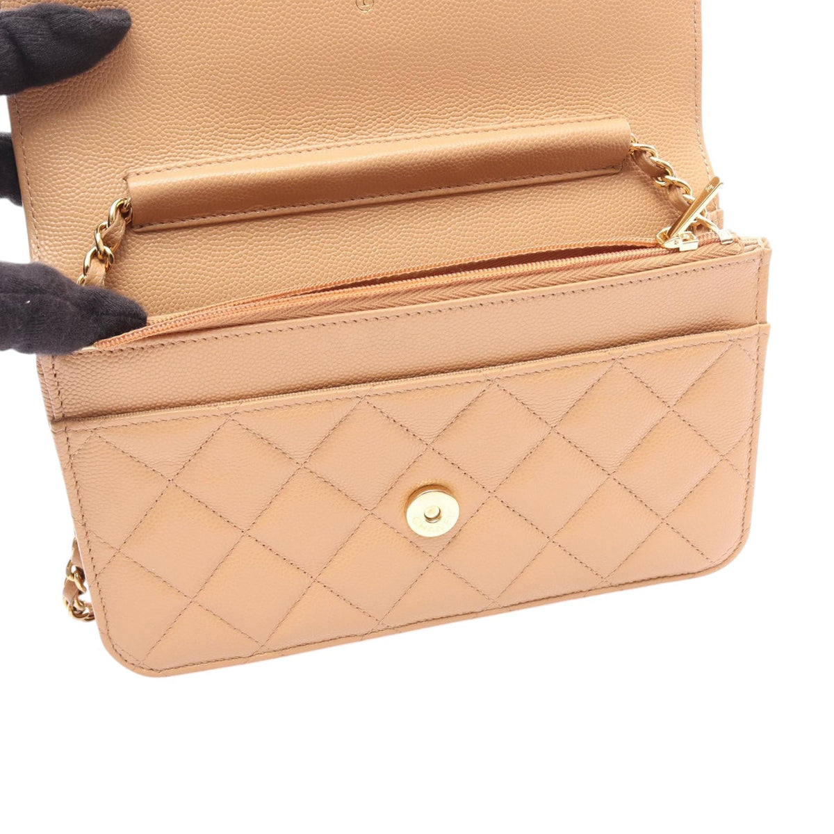 Chanel CC Quilted Caviar Wallet on Chain