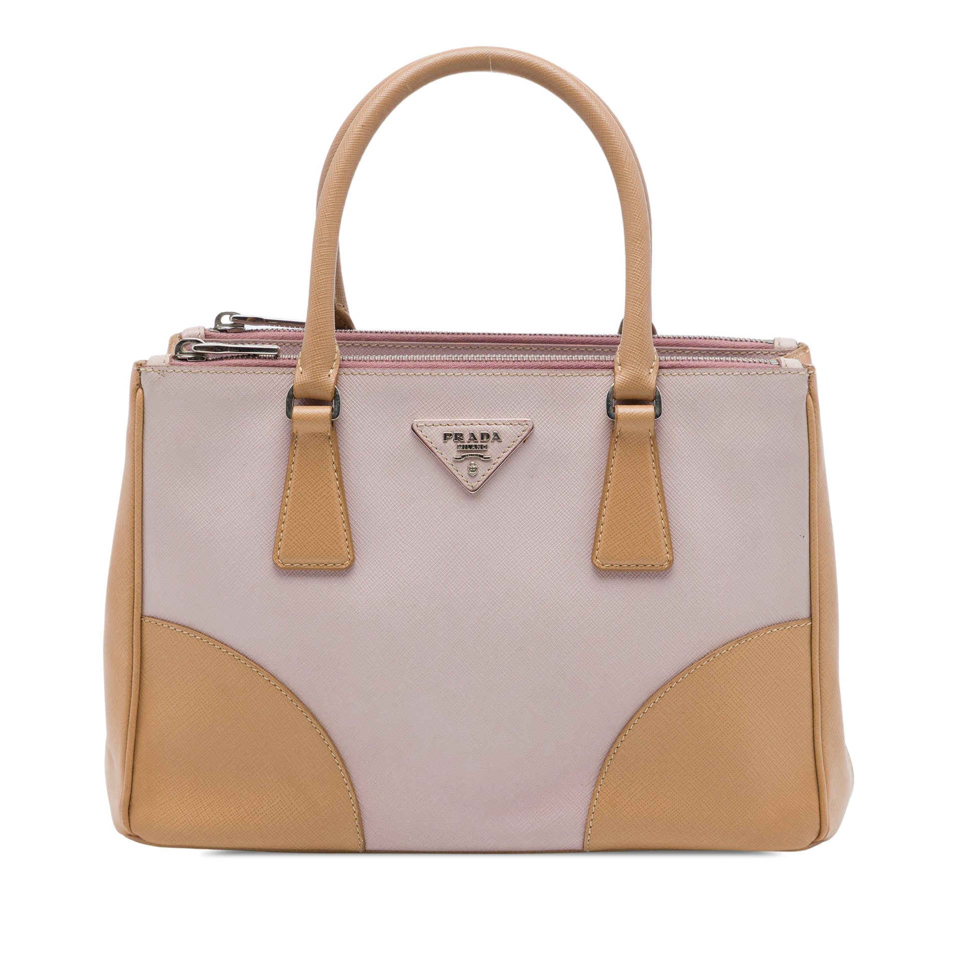 Prada Small Bicolor Saffiano Galleria Double Zip Satchel