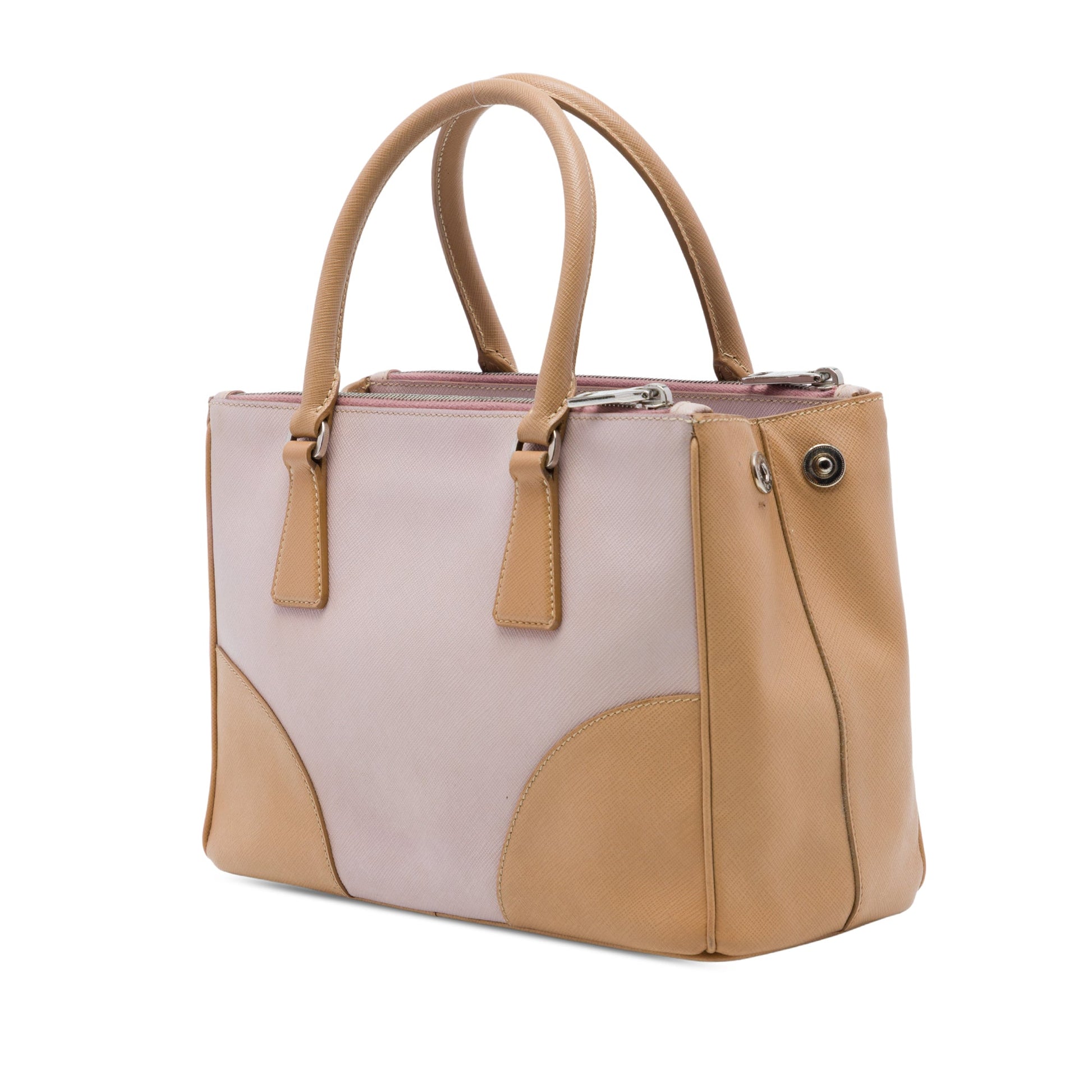 Prada Small Bicolor Saffiano Galleria Double Zip Satchel