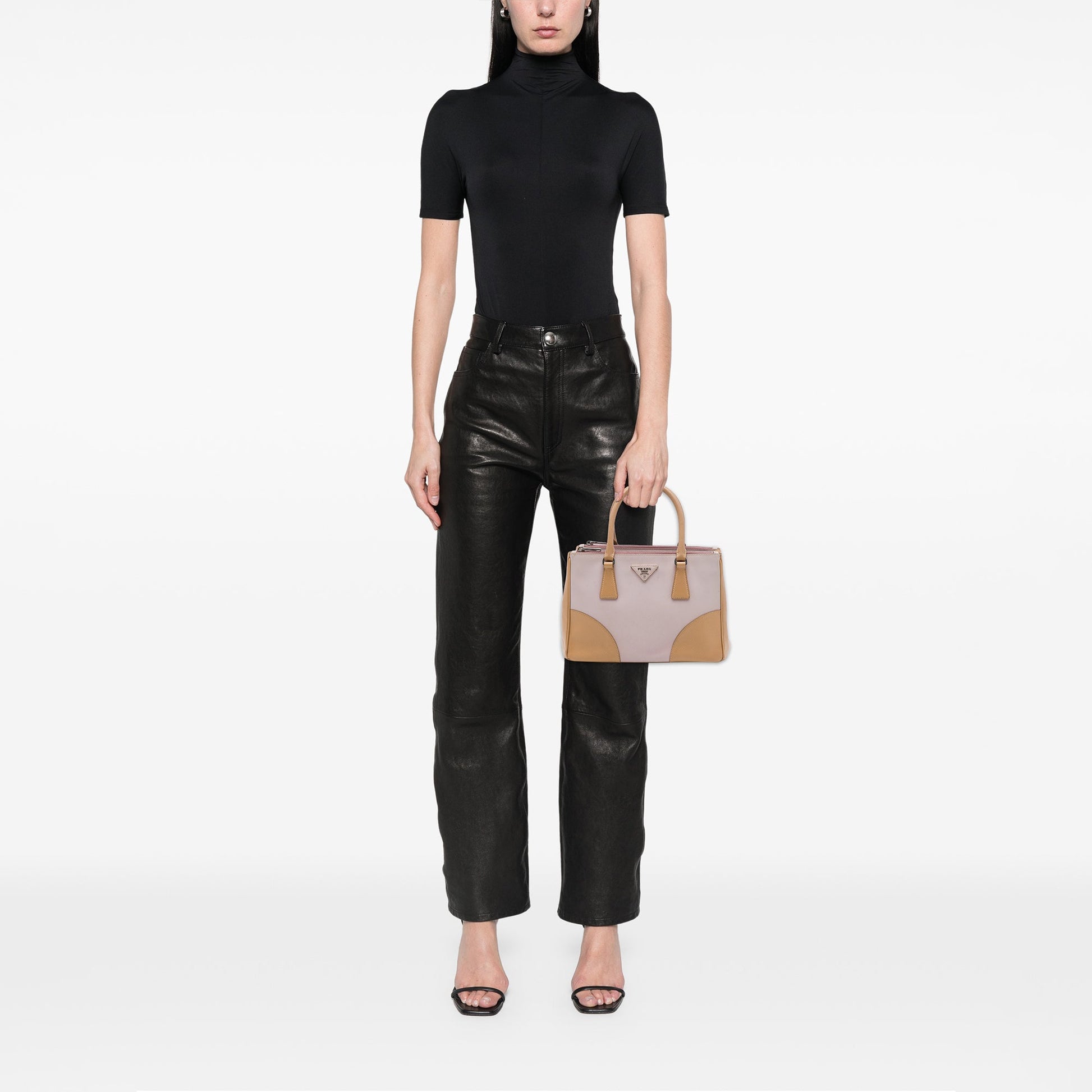 Prada Small Bicolor Saffiano Galleria Double Zip Satchel