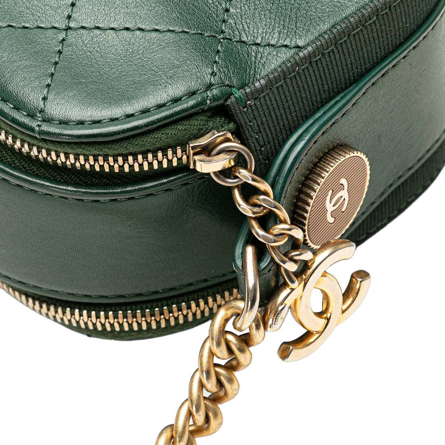 Chanel Stitched Calfskin and Grosgrain Button Up Double Zip Camera Bag