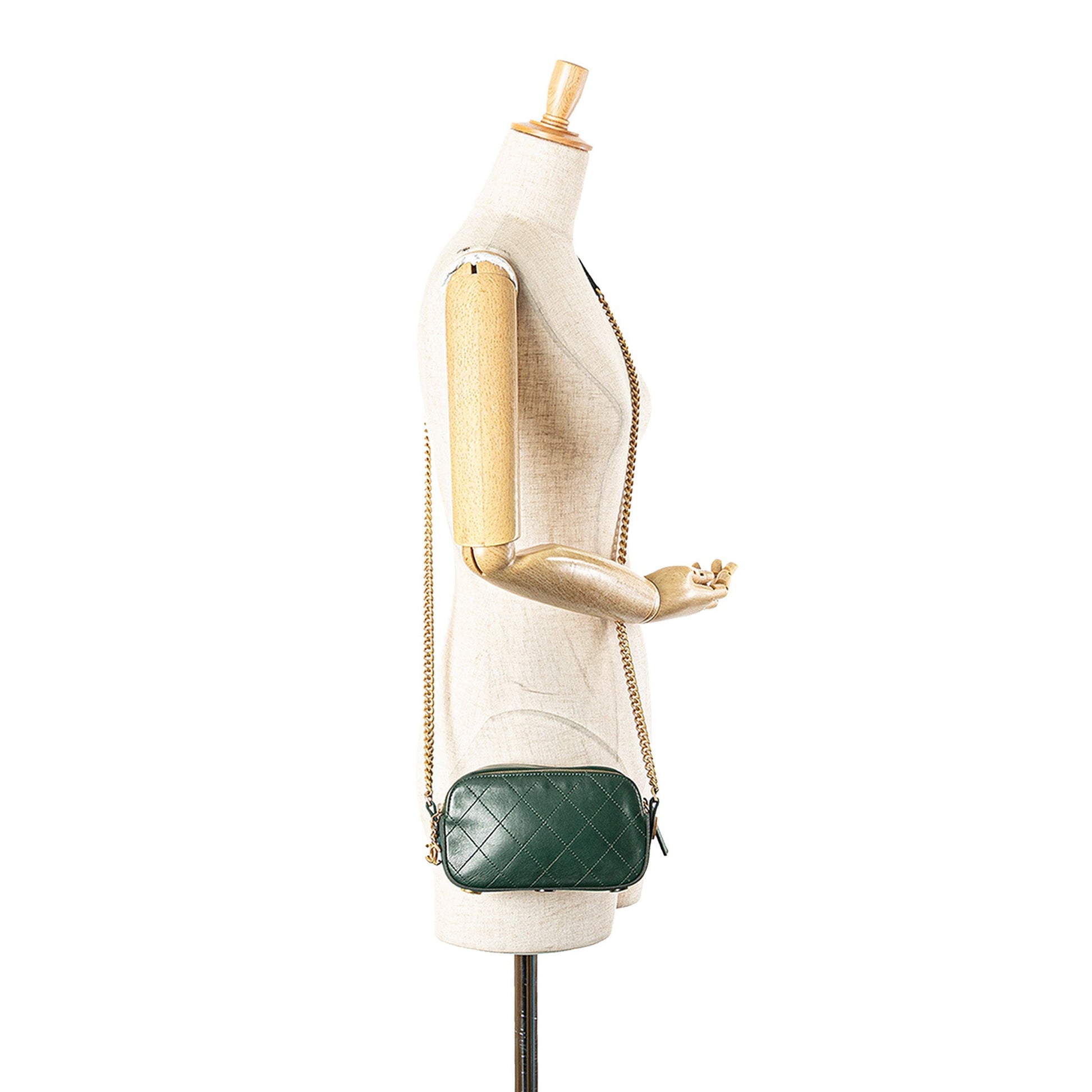 Chanel Stitched Calfskin and Grosgrain Button Up Double Zip Camera Bag