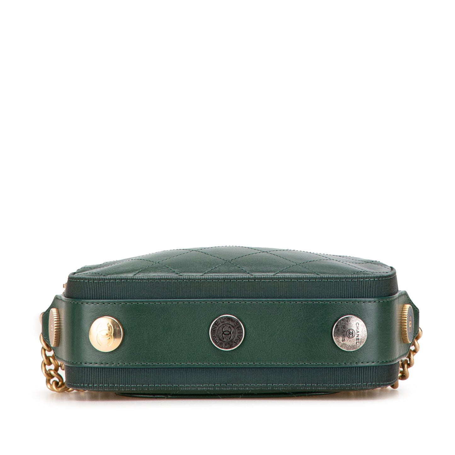 Chanel Stitched Calfskin and Grosgrain Button Up Double Zip Camera Bag