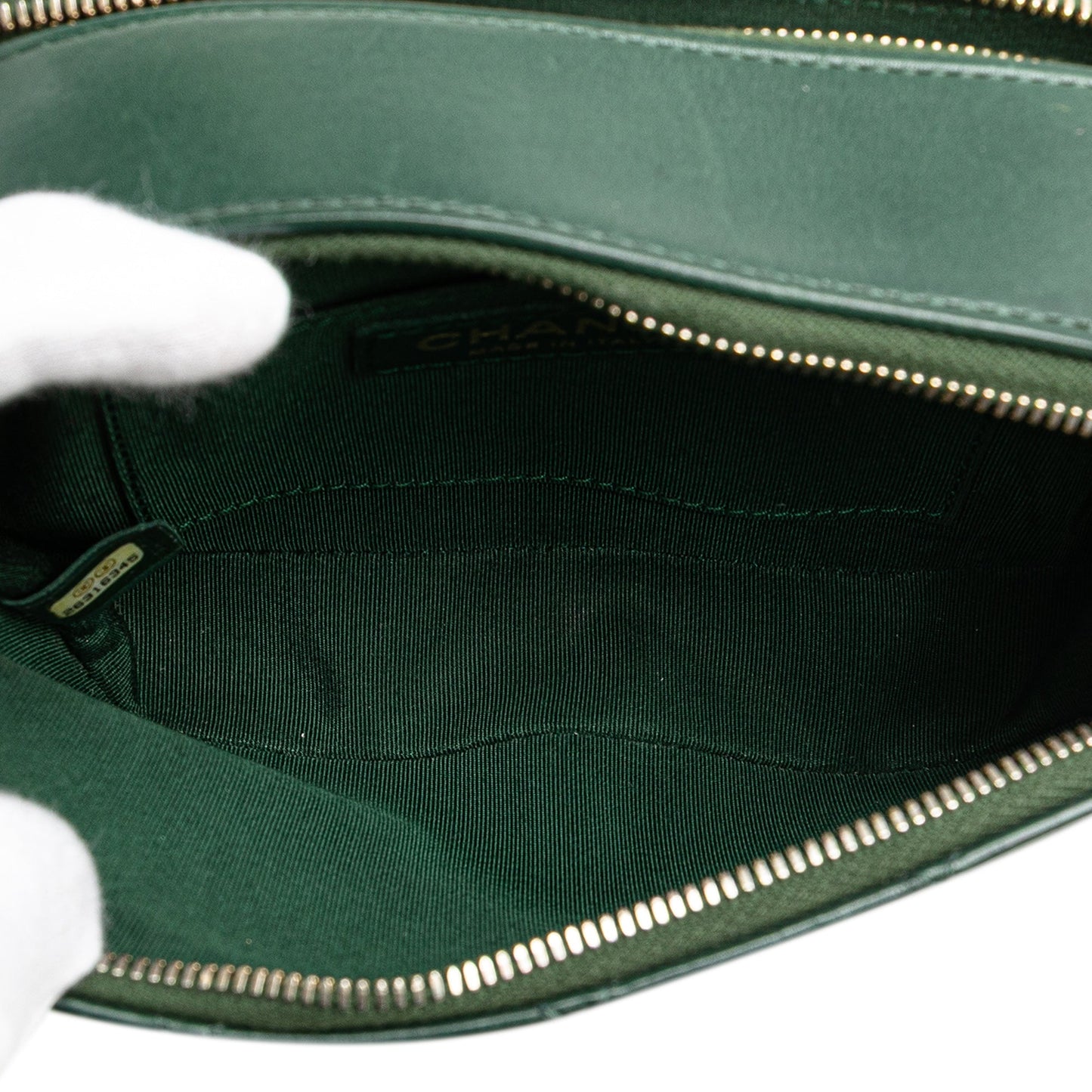 Chanel Stitched Calfskin and Grosgrain Button Up Double Zip Camera Bag