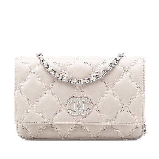 Chanel CC Quilted Calfskin Double Stitch Hamptons Wallet on Chain
