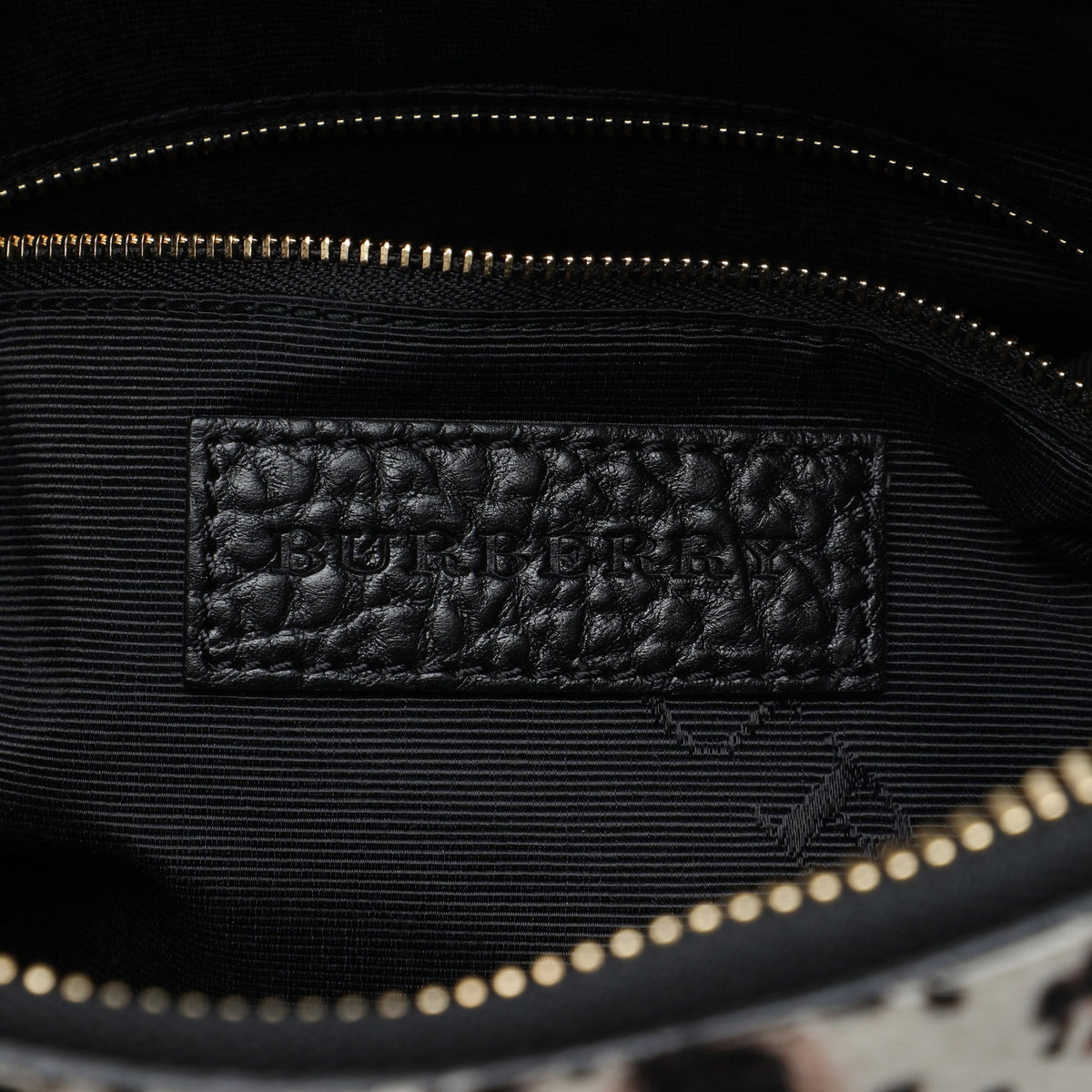 Burberry Leopard Printed Calf Hair Fold Over Clutch with Strap