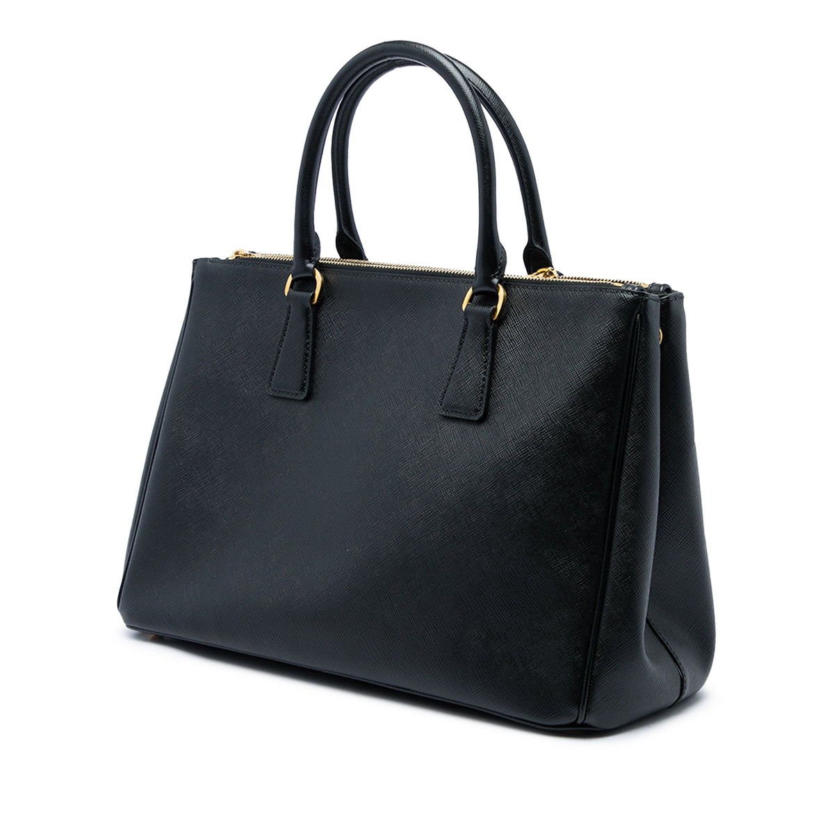 Prada Large Saffiano Lux Galleria Double Zip Satchel — Black
