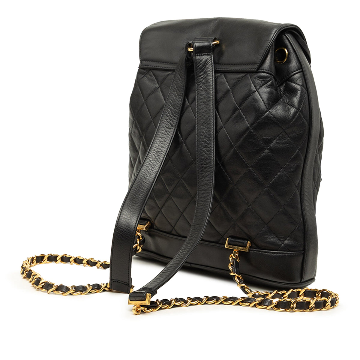 Chanel Large CC Quilted Lambskin Drawstring Backpack — Black