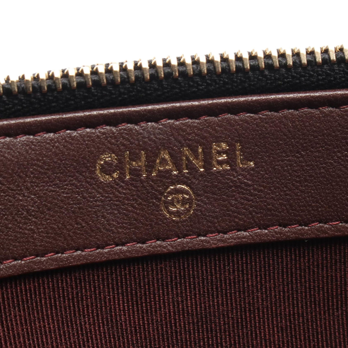 Chanel CC Quilted Lambskin Double Zip Clutch With Chain