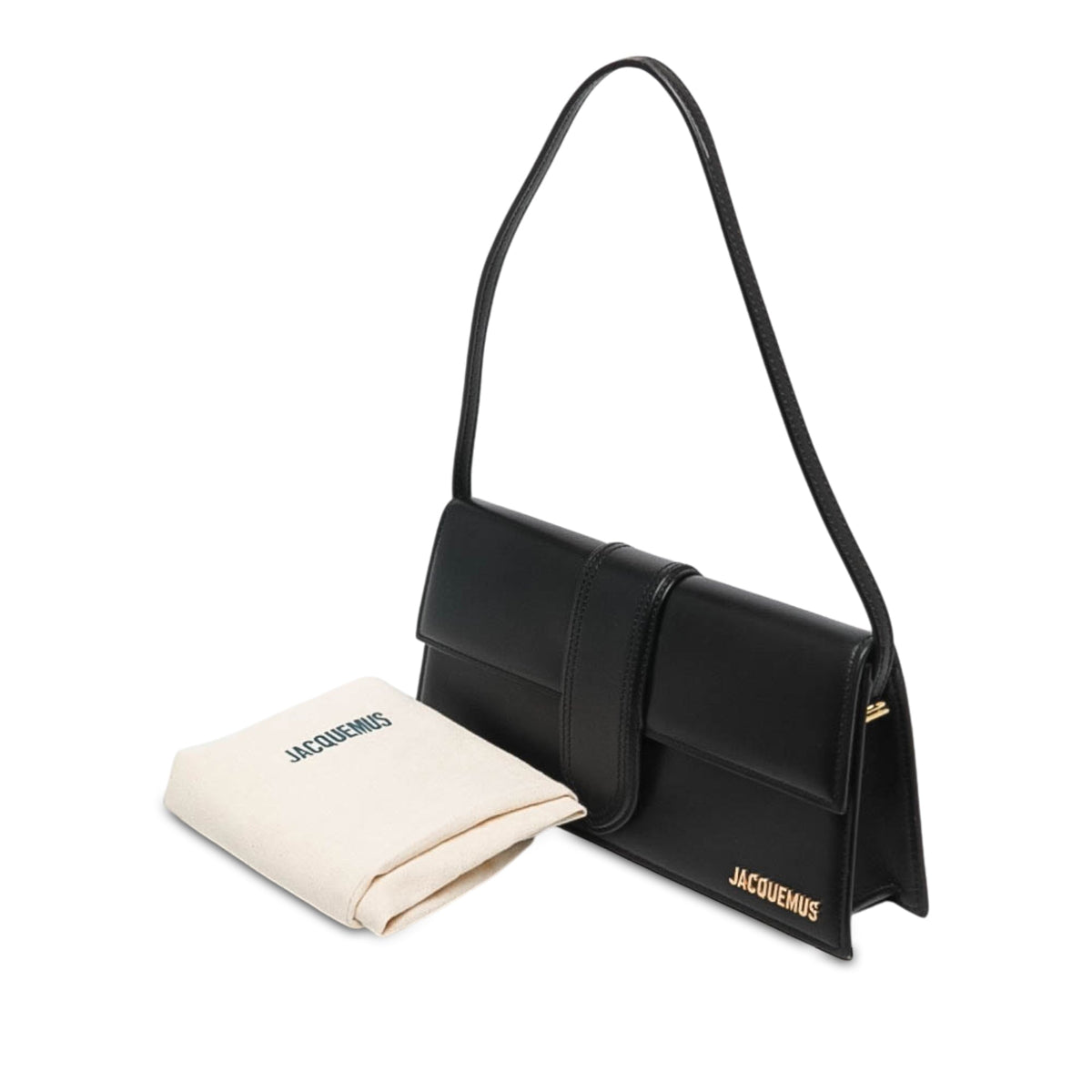 Jacquemus Leather Le Bambino Long Shoulder Bag — Black