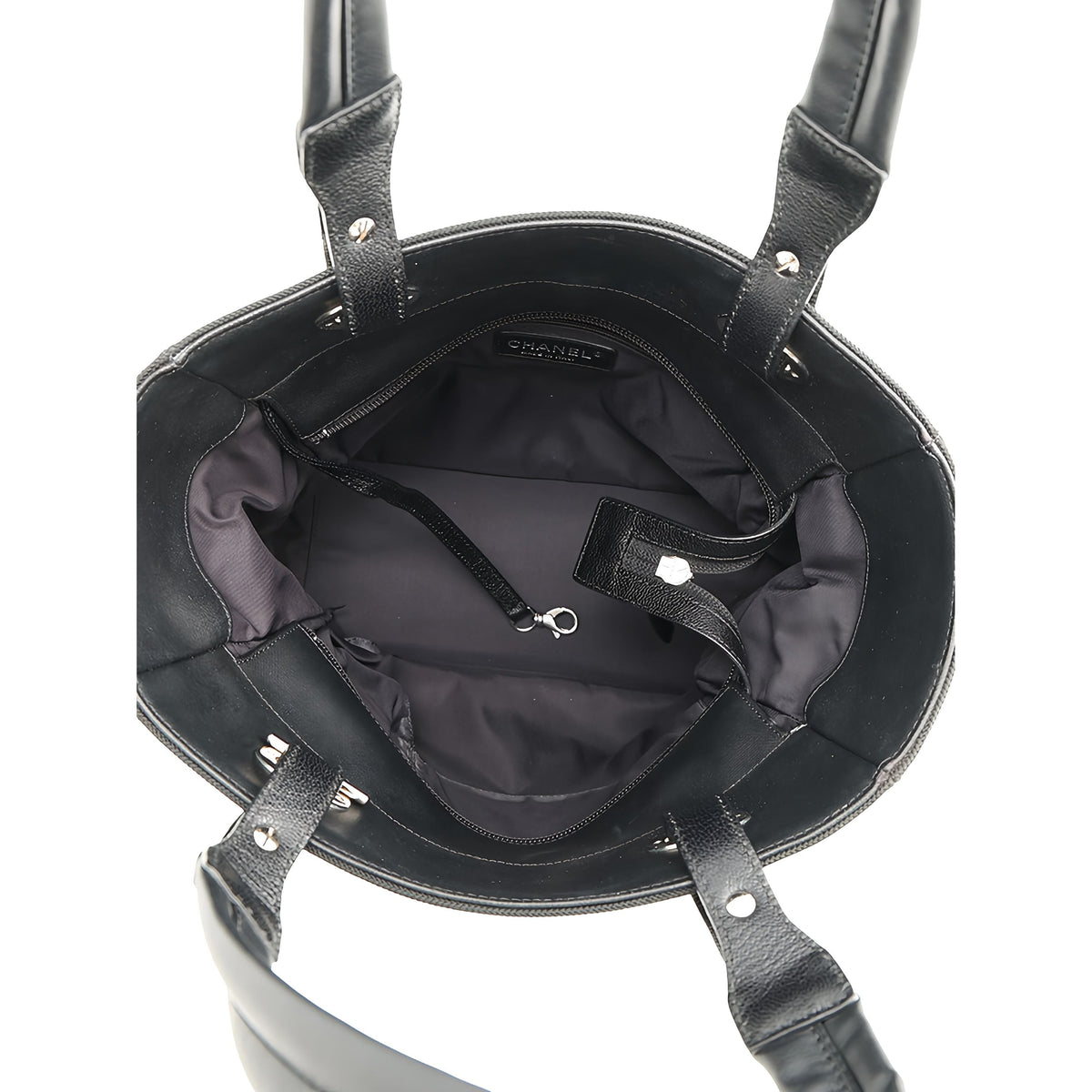 Chanel Small Quilted Coated Canvas Paris Biarritz Tote — Black