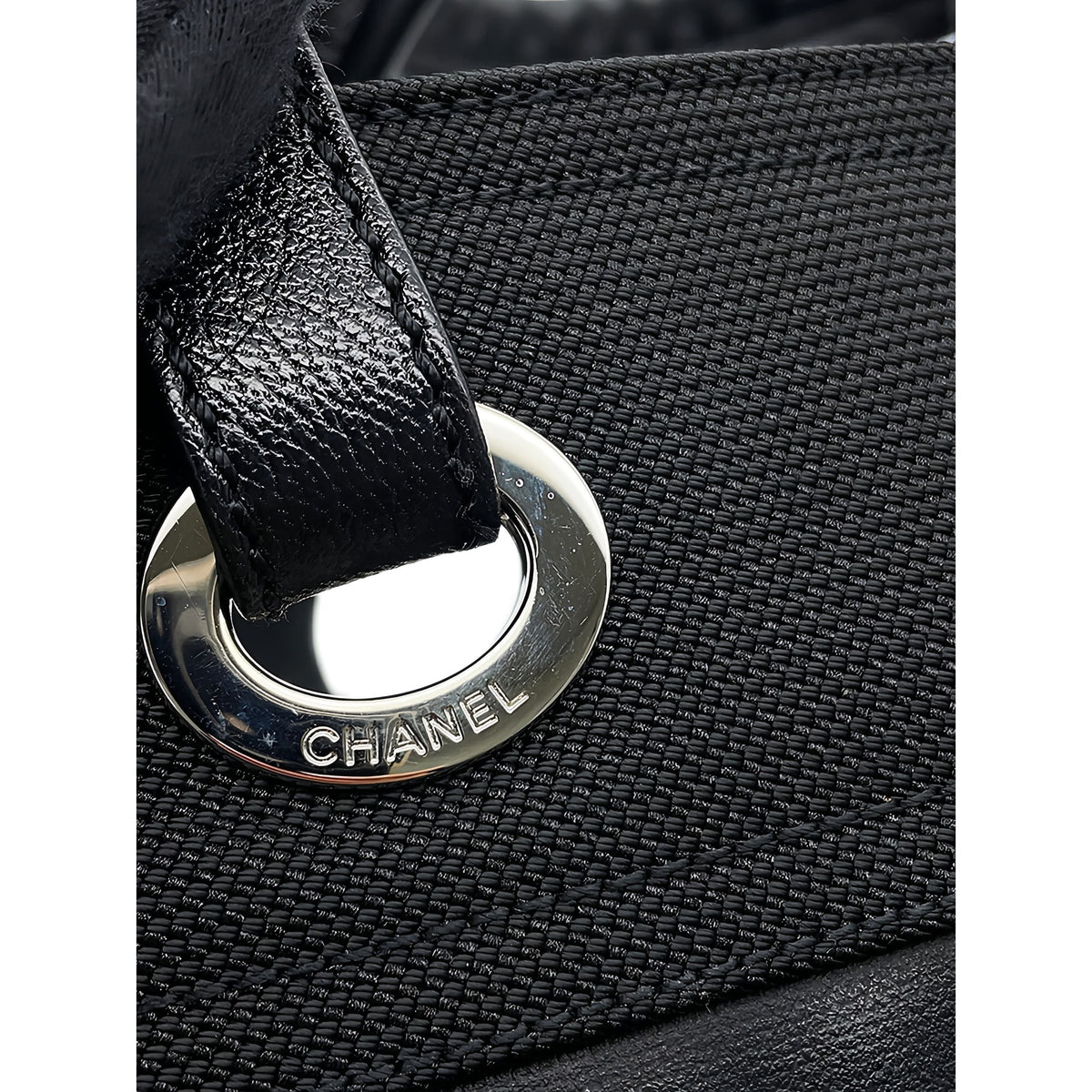 Chanel Small Quilted Coated Canvas Paris Biarritz Tote — Black