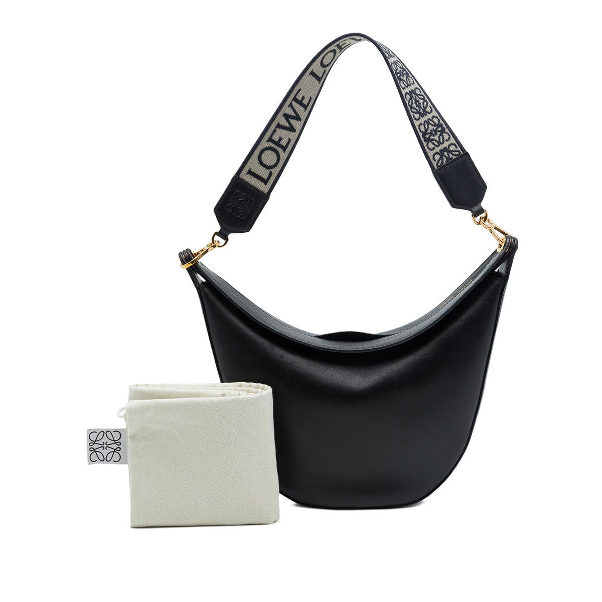 LOEWE Small Leather Luna Hobo — Black