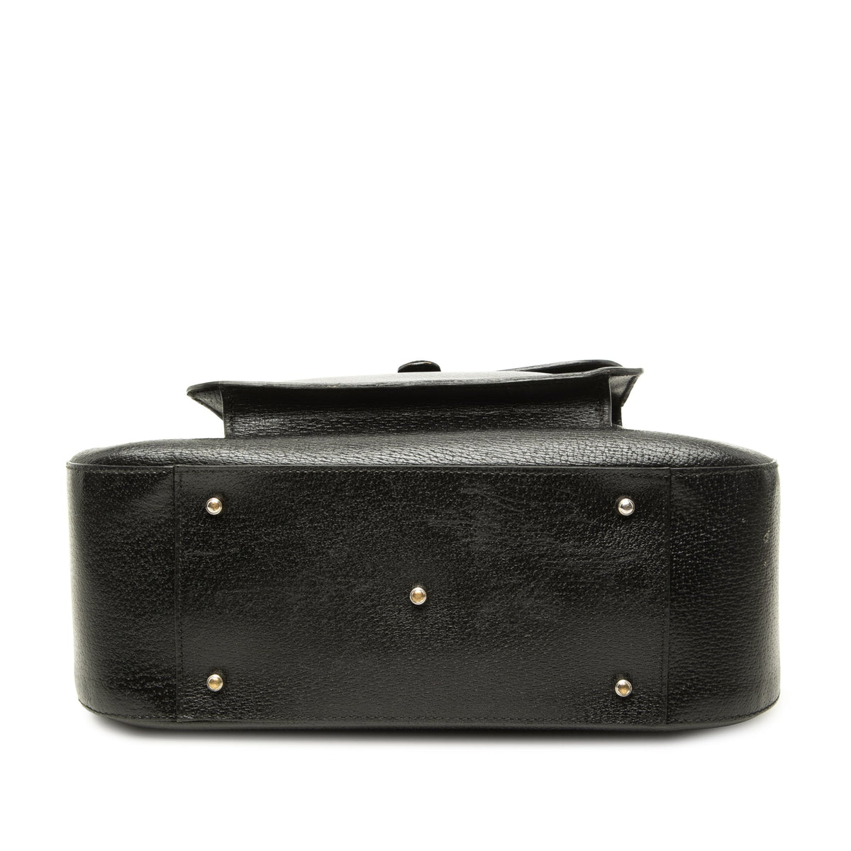 Gucci Medium Pigskin Leather Metal Ring Top Handle Bag — Black