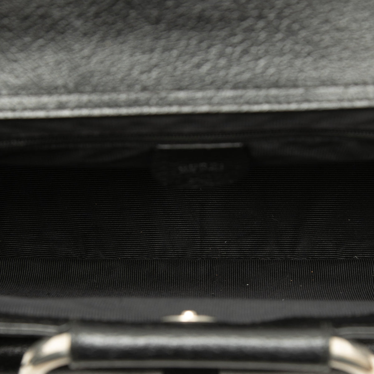 Gucci Medium Pigskin Leather Metal Ring Top Handle Bag — Black