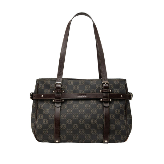 LOEWE Anagram Coated Canvas Tote — Brown