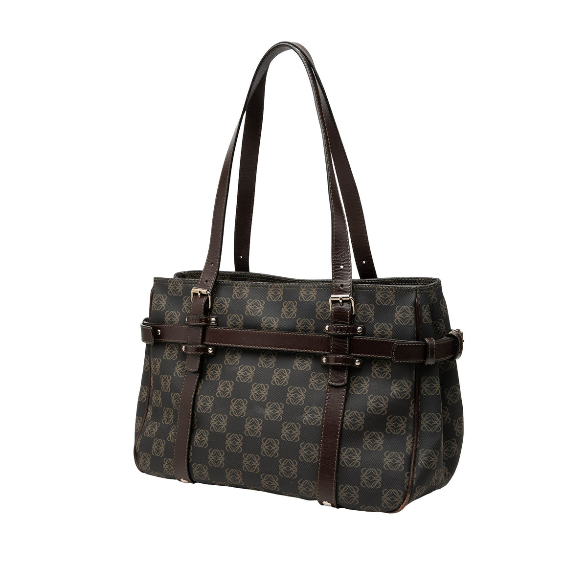LOEWE Anagram Coated Canvas Tote — Brown