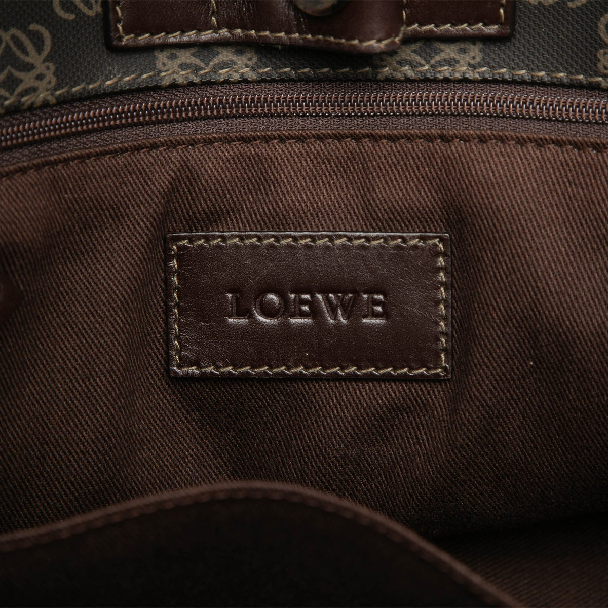 LOEWE Anagram Coated Canvas Tote — Brown