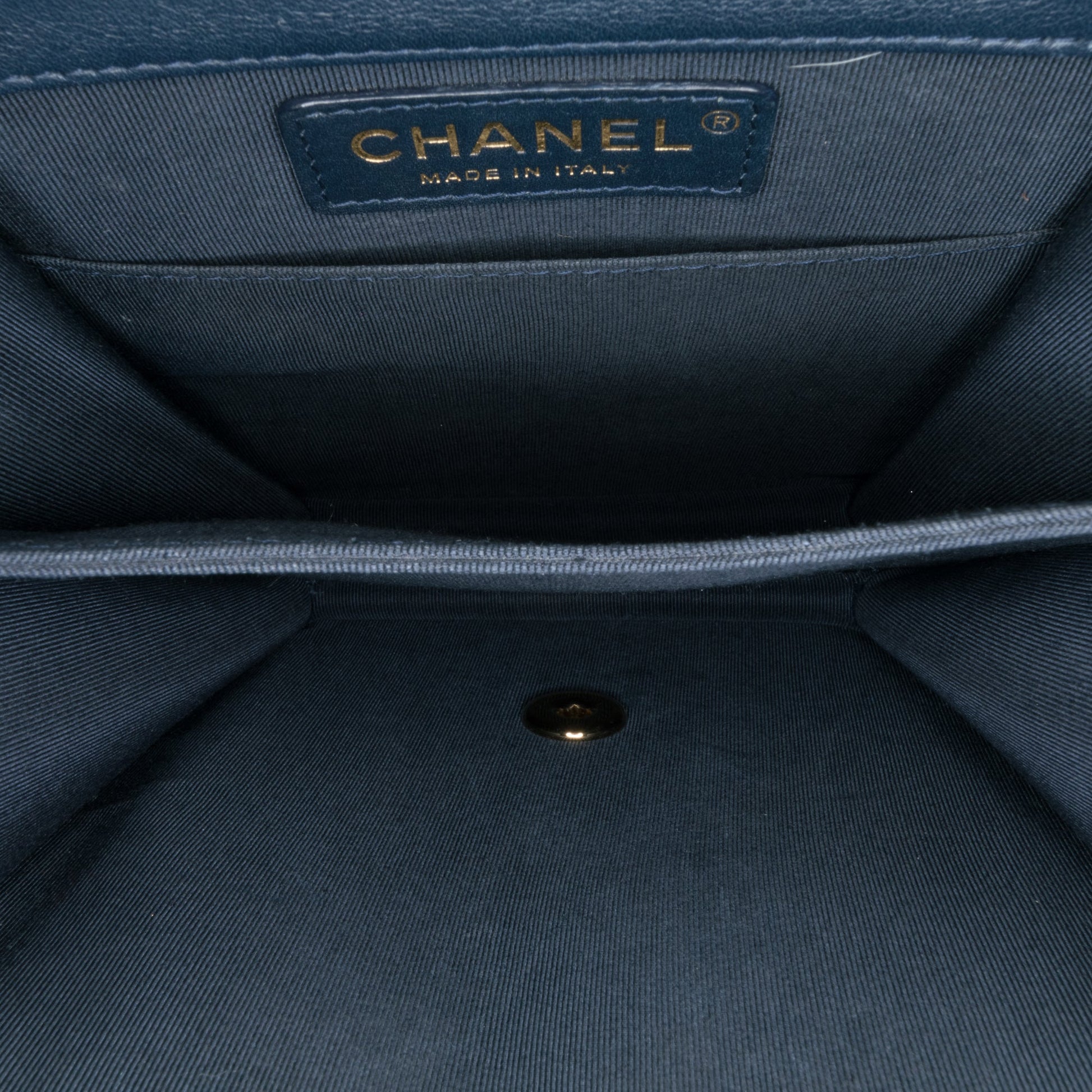Chanel Paris New York Metallic Lambskin Striped North South Boy Flap
