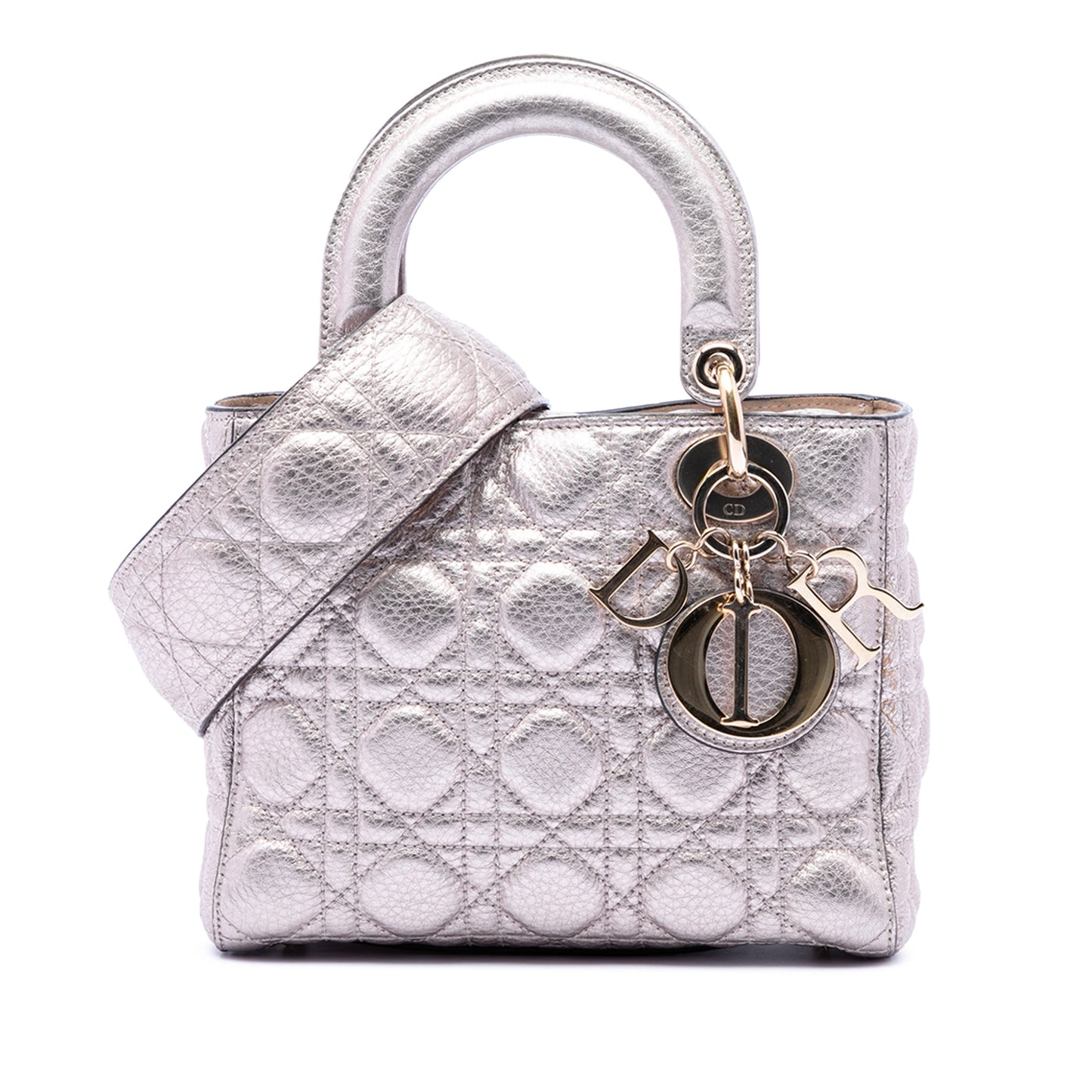 Dior Small Metallic Grained Calfskin Cannage Supple Lady Dior