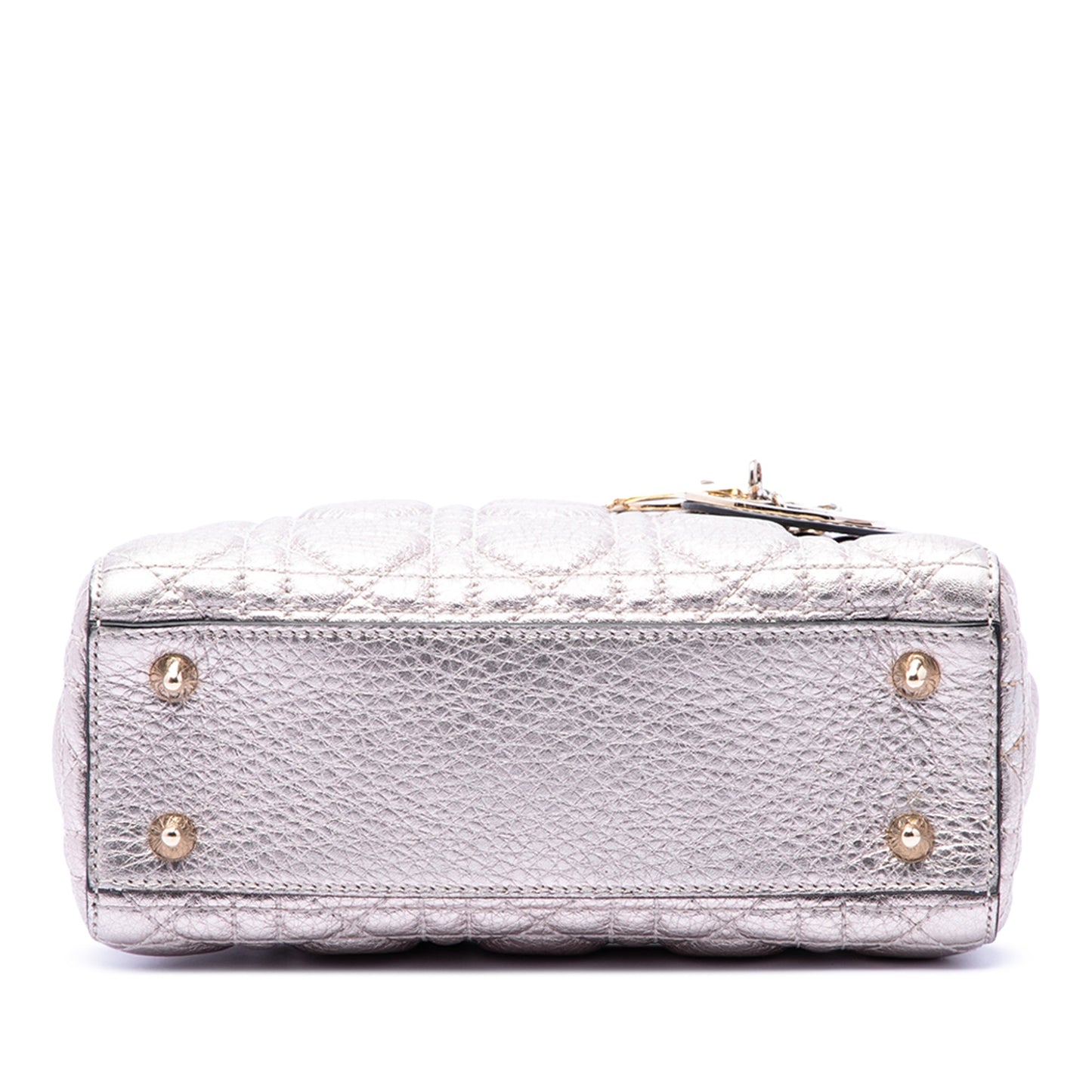 Dior Small Metallic Grained Calfskin Cannage Supple Lady Dior