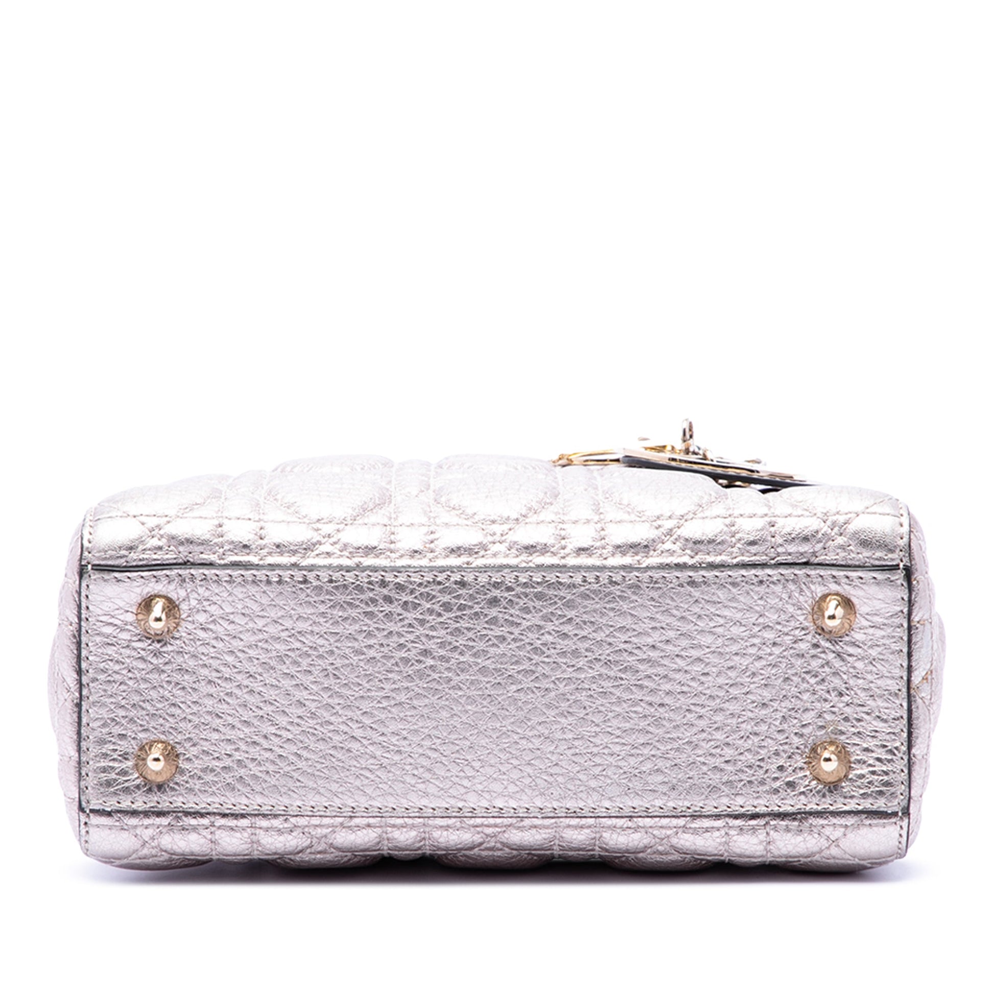 Dior Small Metallic Grained Calfskin Cannage Supple Lady Dior