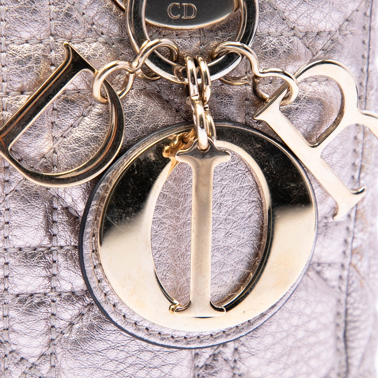 Dior Small Metallic Grained Calfskin Cannage Supple Lady Dior