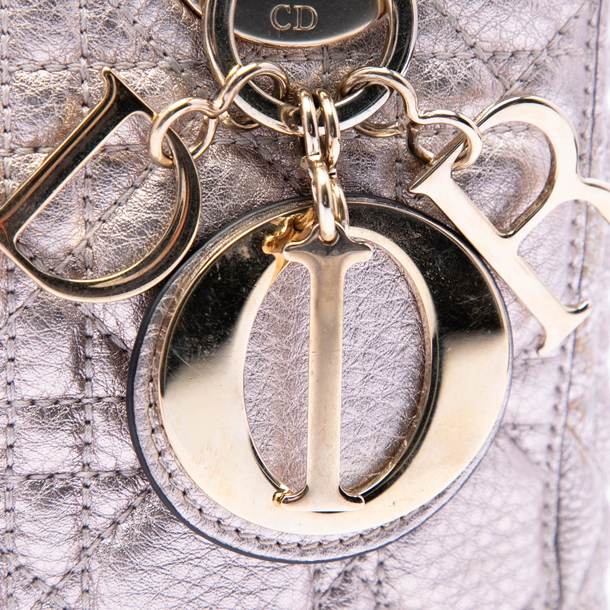 Dior Small Metallic Grained Calfskin Cannage Supple Lady Dior