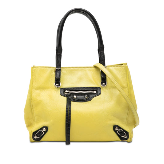 Balenciaga Mini Bicolor Leather Papier A4 Zip Around Tote